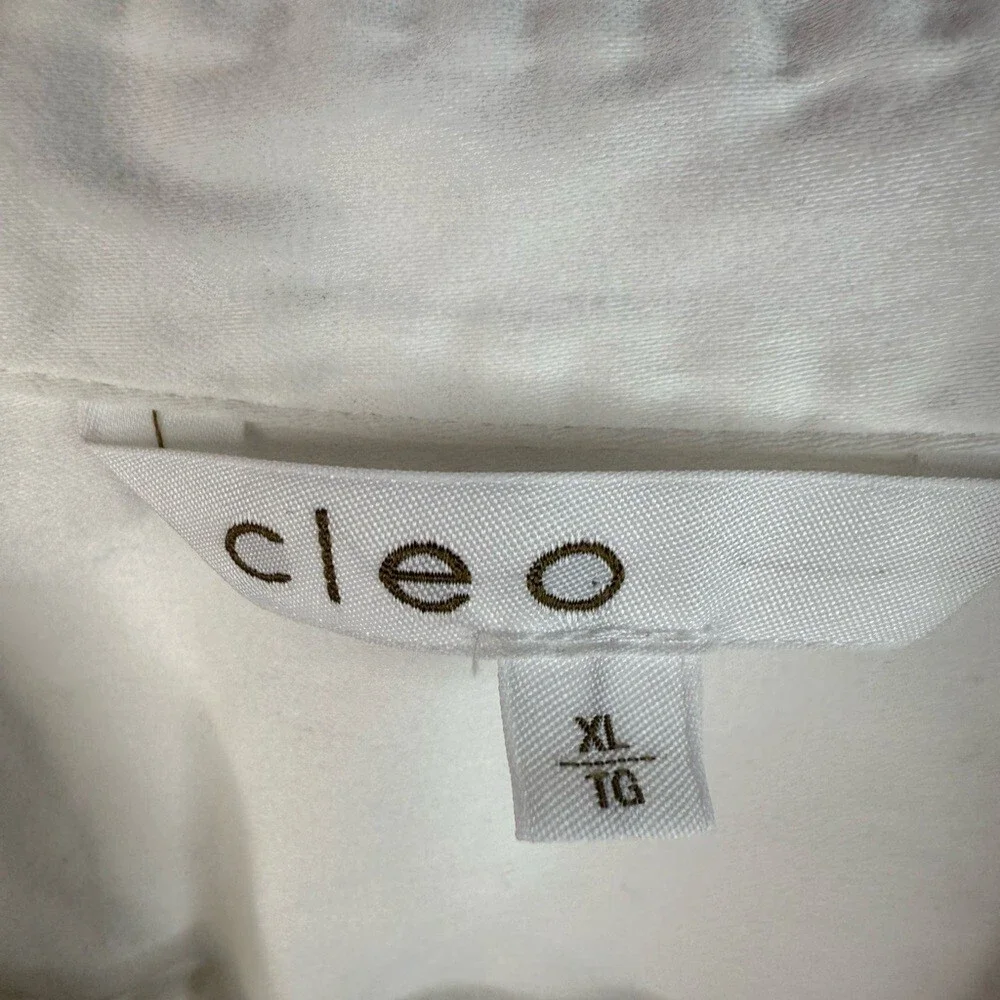Cleo long sleeve shirt button up  cream White Shirt collared shiny buttons - Picture 10 of 13